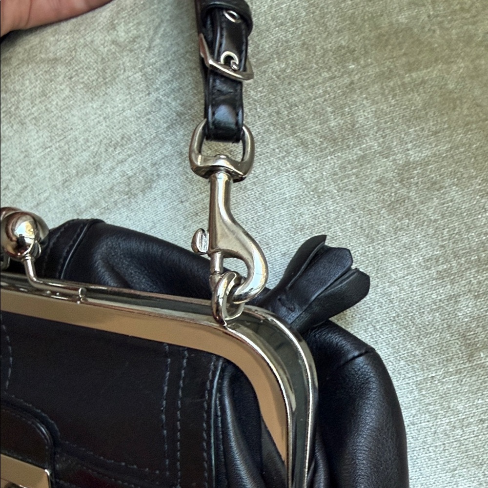 Coach Black Leather Clutch with Silver Accents - Picture 4 of 12